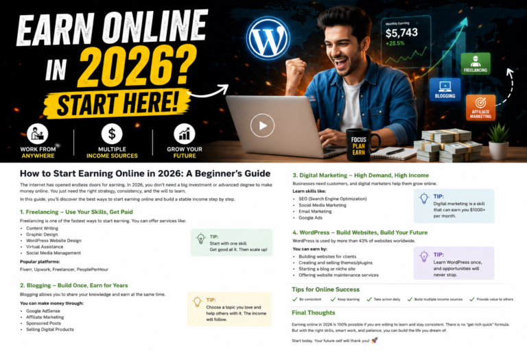 How to Start Earning Online in 2026 – Freelancing, WordPress & AI Guide